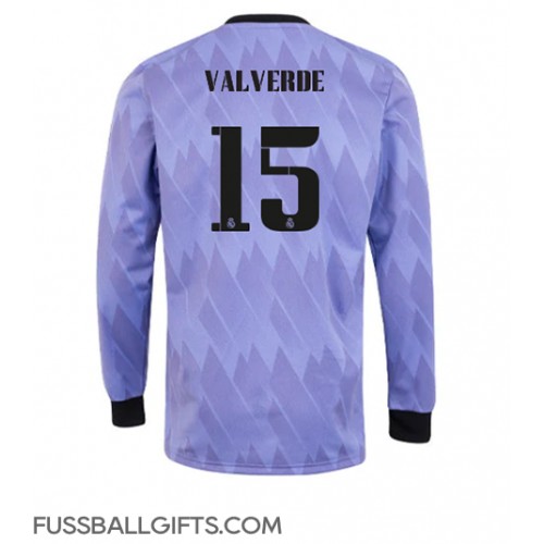 Real Madrid Federico Valverde #15 Fußballbekleidung Auswärtstrikot 2022-23 Langarm
